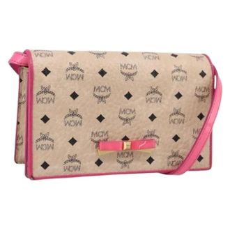 MCM Pre-owned PVC Leather Shoulder Bag - Dames - Pre-owned - Beige - Maat: ONE Size Leer