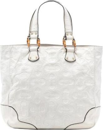 Gucci Pre-owned Tote Bags, female, White, Size: ONE SIZE Pre-owned Leather Tote