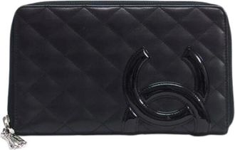 Chanel Pre-owned Vintage Leren Portemonnee - Dames - Vintage Accessoires - Zwart - ONE Size - Leer - Vintage