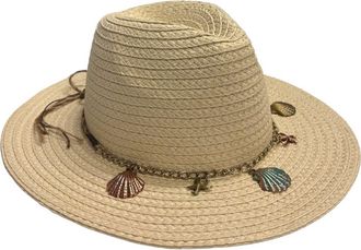 MARCUS ADLER Sea Shell Charm Straw Cowboy Hat in Natural at Nordstrom Rack