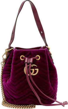 Gucci Purple Matelasse Velvet Gg Marmont Bucket Bag (Authentic Pre-Loved)