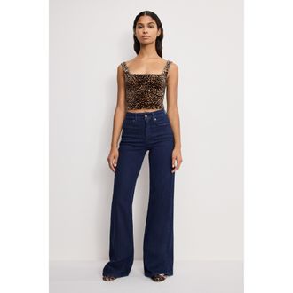 Good American Womens Good Waist Palazzo Jeans | Flat Tummy Tech, Gap-Proof Waistband | Indigo, 3 Size 10 | Good American by Khlo&Egrave; Kardashian
