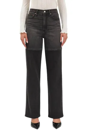 Daze City Straight Leg Jeans In Black Double Dip
