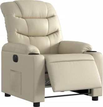 vidaXL Vidaxl - Sillón reclinable eléctrico de cuero sintético crema