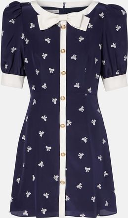 Alessandra Rich Miniabito in seta a pois con fiocco