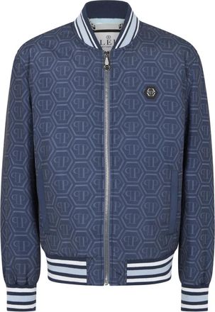 Philipp Plein Bomber Monogram - Heren - Bomber jackets - Blauw - S - Jassen