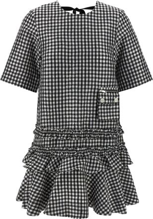 Ganni crinkled Check Mini Dress