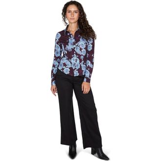Lords of Harlech Stephanie Stretch Knit Shirt in Serious Floral Plum at Nordstrom, Size X-Small