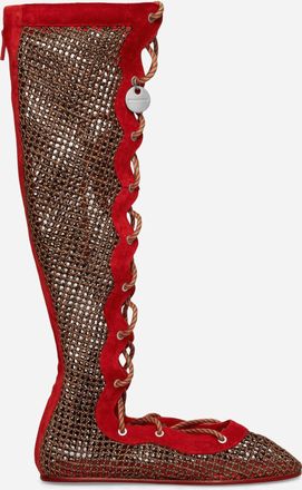 Kiko Kostadinov Women s Reticella Knee High Boots Red