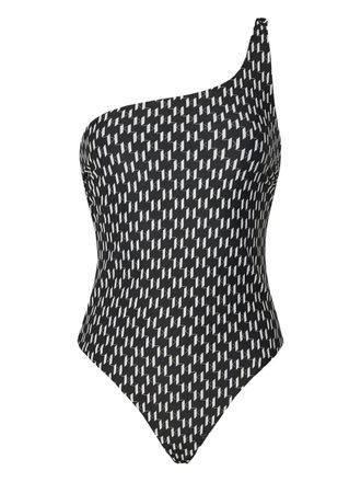 Karl Lagerfeld Costume intero monospalla con stampa - Nero