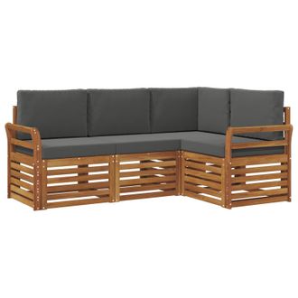 vidaXL Juegos De Sof&aacute;s Con Coj&iacute;n 4 Pcs Natural Y Antracita Vidaxl