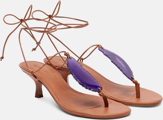 Farm Rio 60 embellished leather thong sandals