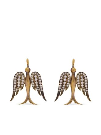 Sylva & Cie. 18K yellow gold small Swallow diamond and ruby earring