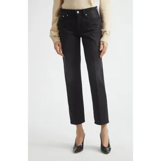 Victoria Beckham Low Rise Straight Leg Ankle Jeans in Washed Black at Nordstrom, Size 26