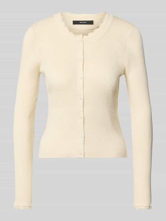 Vero Moda Slim Fit Strickjacke aus Viskose-Mix Modell WONDER in Ecru, Gr&ouml;&szlig;e XL