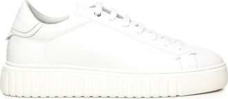 Giuliano Galiano Witte Leren Sneakers Logo Belettering Rubberen Zool - Heren - Sneakers - Wit - 43 EU - Schoenen