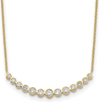 Diamond2Deal 14K Gold 3/4 Ct Lab Grown Diamond Graduated Curved Bar Necklace 18