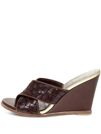 Loriblu 100mm interwoven wedge sandals - Brown