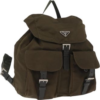 Prada Sac &Agrave; Dos Re-Nylon Nylon Khaki Nylon Backpack Bag (Pre-Owned)