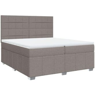 vidaXL Cama Box Spring Con Colch&oacute;n Tela Gris Taupe 200x200 Cm Vidaxl