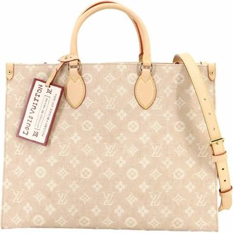 Louis Vuitton Beige Canvas Shoulder Bag Tote Bag (Pre-Owned)