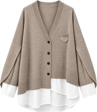 Meimeij Cardigan a Spalla Scesa - - Knitwear - Donna - Beige - S