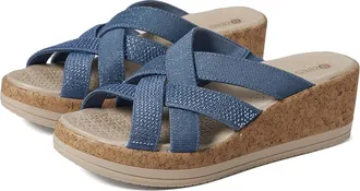 Bzees Reign Wedge Sandals Womens Sandals Blue : 9.5 M, Textile