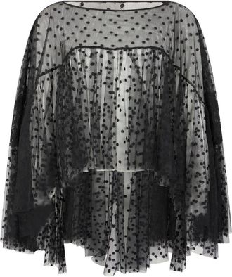 Alberta Ferretti Camicetta in Pizzo con Scollo a Barca - - Blouses & Shirts - Donna - Nero - L