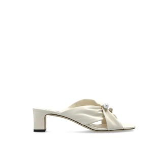 Jimmy Choo London Rafi 45 Heeled Mules - Dames - Muiltjes - Beige - 36 EU - Leer - Schoenen