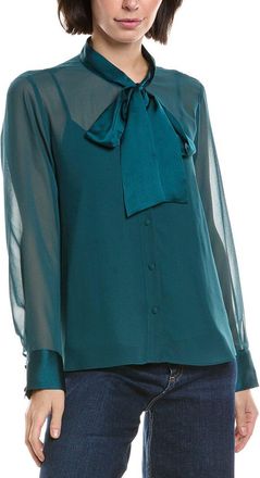 Vince Camuto Button-Down Tie Neck Top