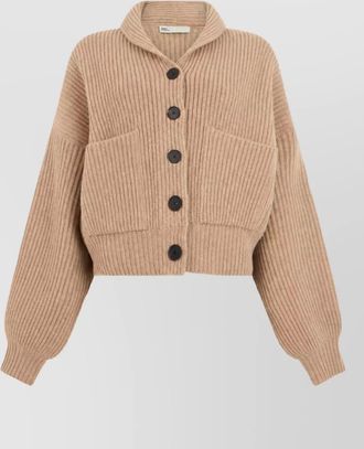 Tory Burch merino wool ribbed cropped cardigan