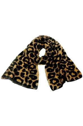 Kensie Womens Leopard Fuzzy Scarf In Brown
