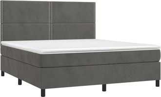 vidaXL Vidaxl - Cama Box Spring Colch&oacute;n Y Led Terciopelo Gris Oscuro 160x200 Cm