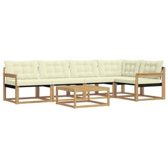 vidaXL Conjunto De Sof&aacute;s De Exterior 6 Pcs Blanco Y Crema Vidaxl