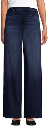 Lands End Starfish Denim High Rise Wide Leg Jeans in Dark Indigo Blue Wash at Nordstrom, Size X-Small Short