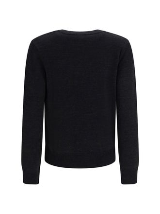 Ganni Wool with Crochet Flower Sweater - Black