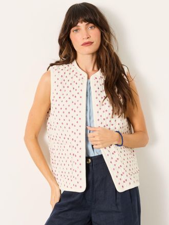Fat Face FatFace Ivory Petite Petite Floral Ivory Waistcoat