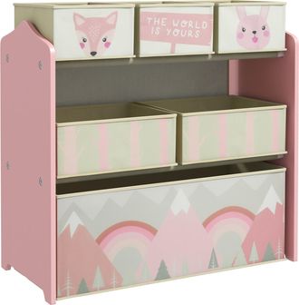 OEM Organizador De Juguetes Para Ni&ntilde;os Estanter&iacute;a Para Juguetes Con 6 Cajas De Tela No Tejida Extra&iacute;bles 63x30x66 Cm Rosa
