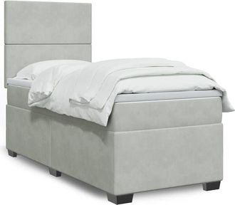 vidaXL Vidaxl - Cama Box Spring Con Colch&oacute;n Terciopelo Gris Claro 80x200 Cm
