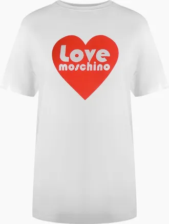 Love Moschino Womens Love Moschino Heart Logo White T-Shirt - Size: 18/16