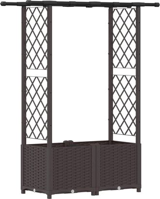vidaXL Cama Elevada Con Trellis Y Techo Marr&oacute;n 124,5 X 40 X 136 Cm Pp Vidaxl