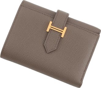 Herm&egrave;s Etain Etoupe Gray Epsom Leather Wallet (Tri-Fold) (Pre-Owned)