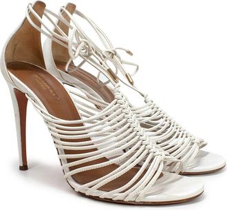 Aquazzura White Leather Nadja Heels Size 40.5