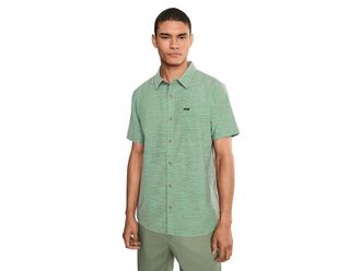 O'Neill TRVLR UPF Traverse Stripe Standard Short Sleeve Woven Shirt Mens Clothing Sage : 2XL, Cotton/Elastane/Polyester