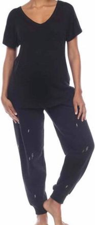 Honeydew Intimates Womens Embroidered 2 Piece Lounge Set In Black