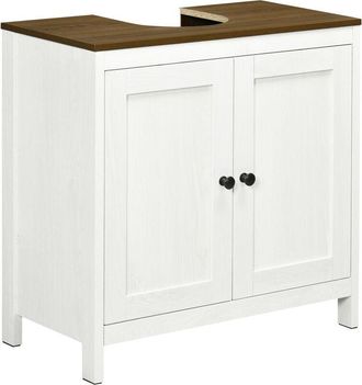 Kleankin Kleankin Mueble Para Debajo Del Lavabo Armario Bajo Lavabo De Madera Con 2 Puertas Y Estante Ajustable Armario De Ba&ntilde;o De Suelo Moderno 60x30x60 Cm