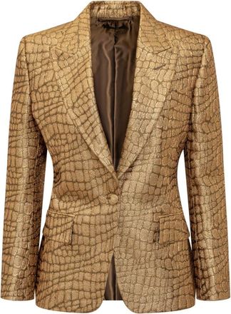 Tom Ford Gold Jacquard Peaked Lapel Blazer