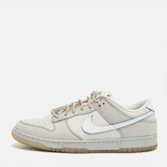 Nike Grey Nubuck Leather Dunk Low Wolf Grey Pure Platinum Sneakers