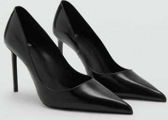 Mango Scarpa tacco pelle punta nero - Donna - 36 - MANGO