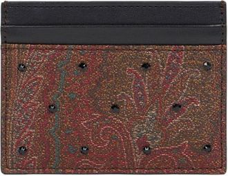 Etro rhinestone paisley cardholder - women - Calf Leather/Polyurethane - One Size - Brown